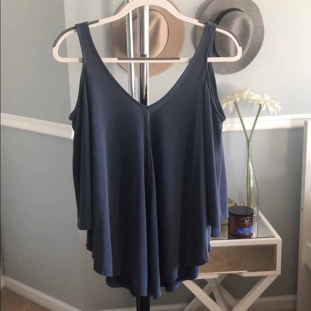 Simple Navy Blue Long Sleeve Top